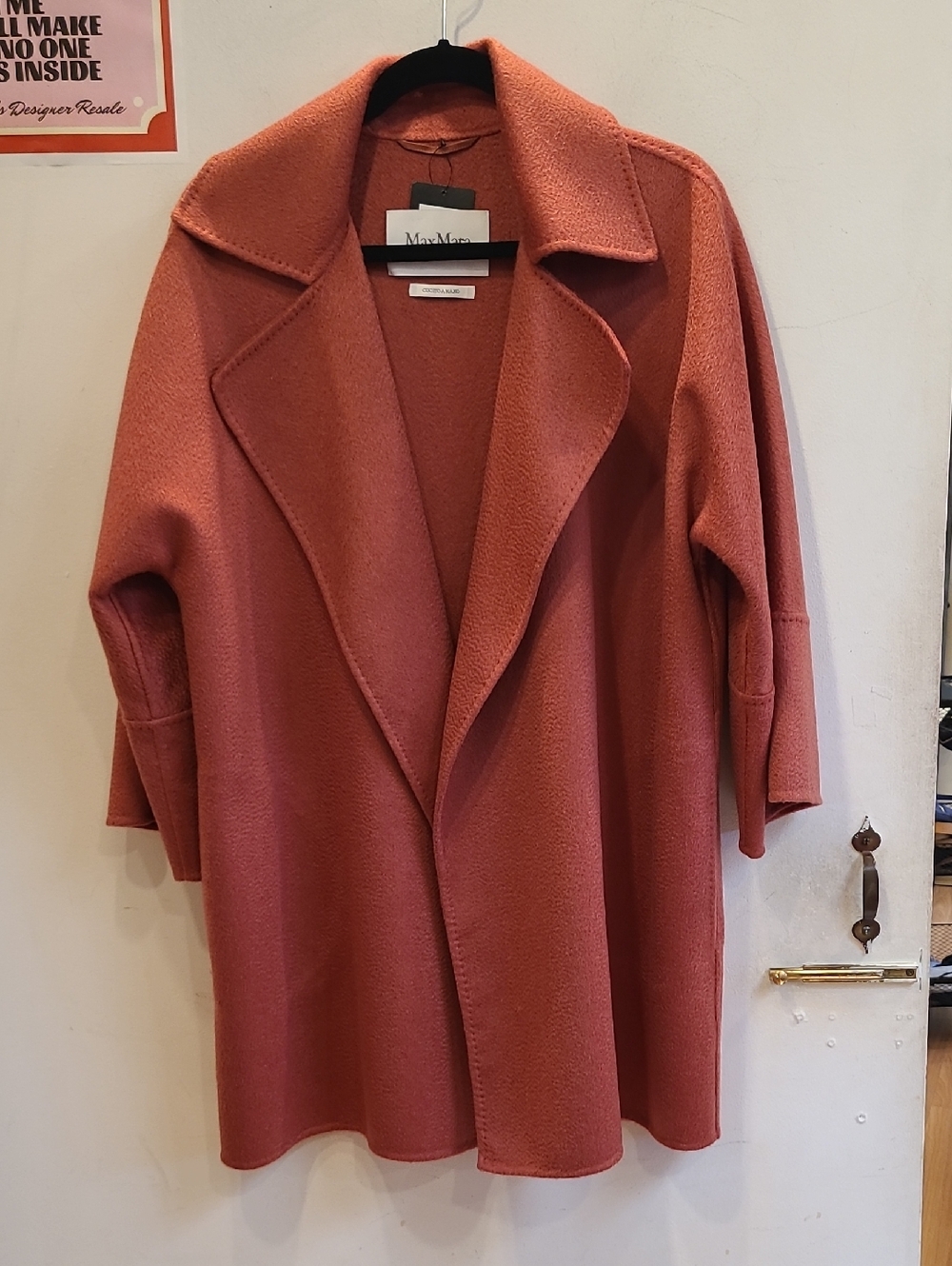 MaxMara Dusty Coral Cashmere Open Trench Coat